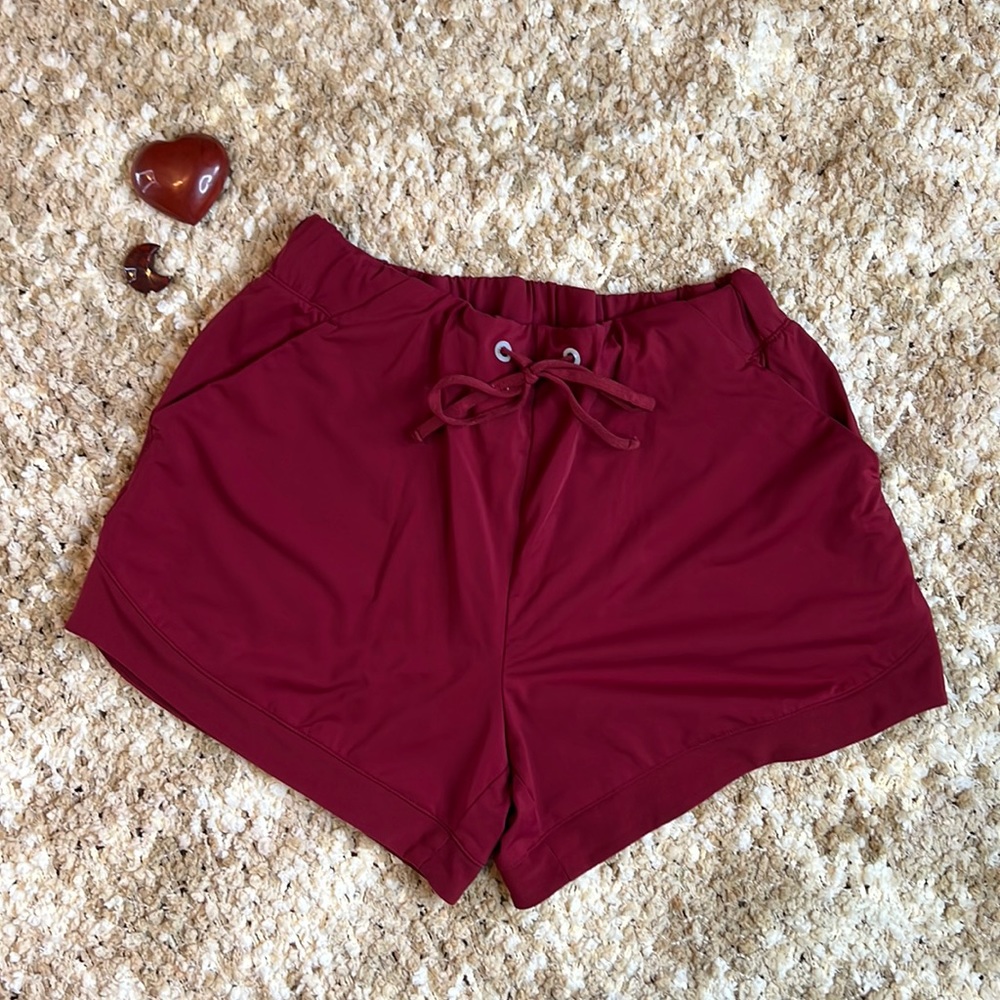 Avia Activewear Shorts, Size Small, Maroon, Nylon and Spandex, Workout Shorts